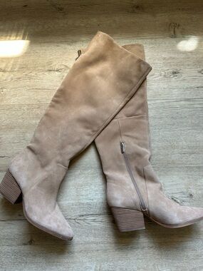 Vince Camuto Over-the-Knee Suede Boots in Tortilla- Size 9